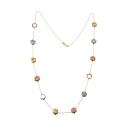 Openwork Flowers Necklace in 18kt Yellow, Rose and White Gold