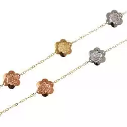 Openwork Flowers Necklace in 18kt Yellow, Rose and White Gold