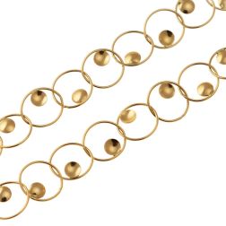 Collana 43cm a Cerchi piatti con Motivo centrale in Oro Giallo
