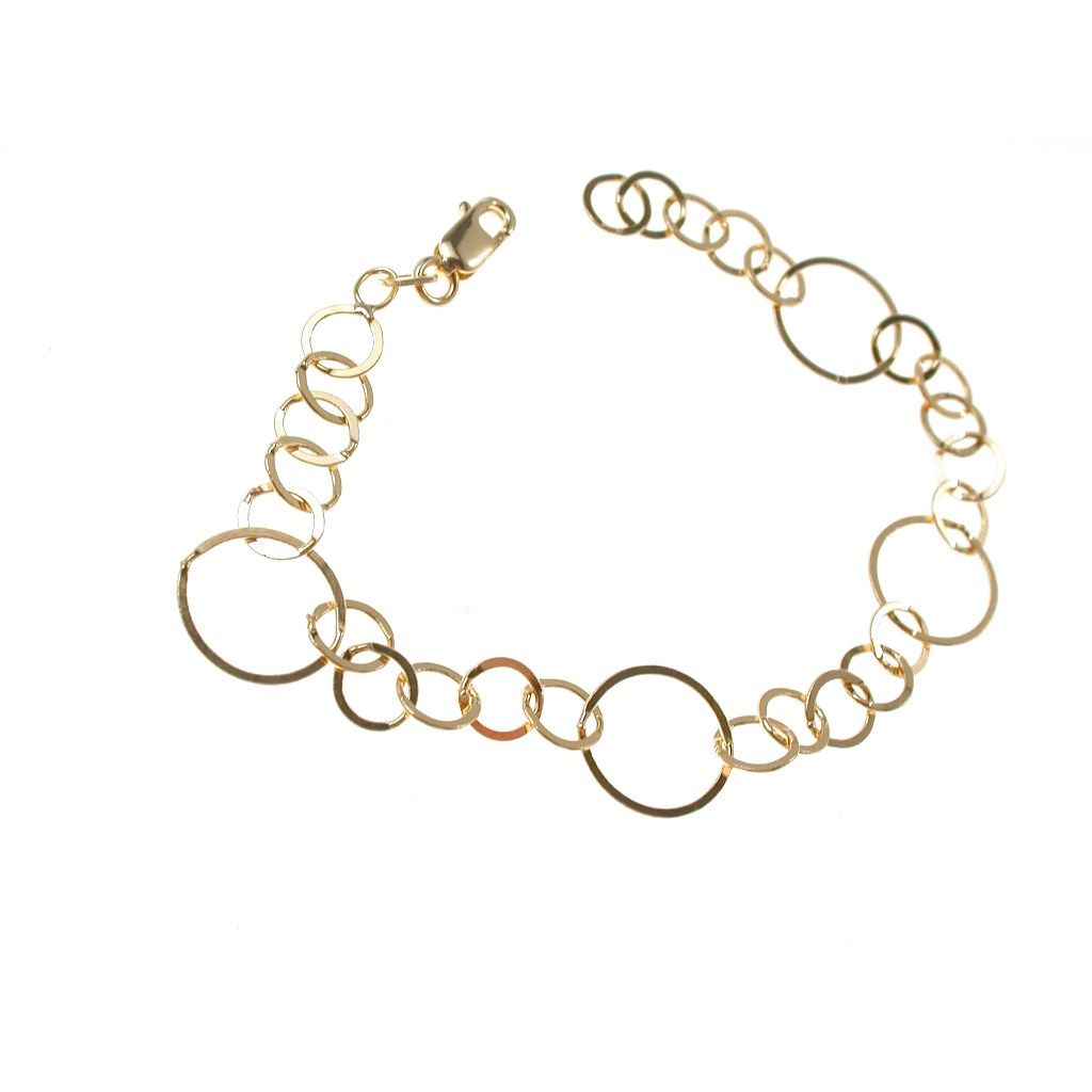 Chain Bracelet with circles 5 small and 1 big  18kts yellow gold 16cm