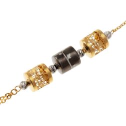 60cm Necklace with pendants and Diamond spheres in Yellow and White Gold