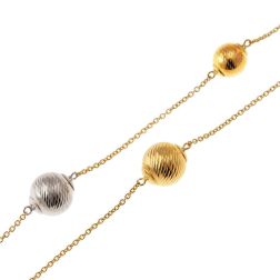 Laccio Necklace 96 cm with Diamond Spheres in Yellow and White Gold