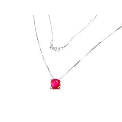 Necklace with Ruby Solitaire on squared bezel