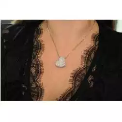 Photo of worn Diamond Heart double venetian Necklace