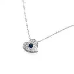 Collana Cuore Zaffiro Blu e pavè Diamanti