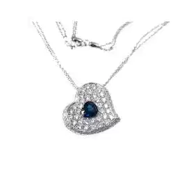 Collana Cuore Zaffiro Blu e pavè Diamanti