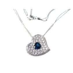 Diamonds with Blue Sapphire Heart Necklace