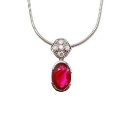 Girocollo semirigido con Rubino Rosso Ovale e 5 Diamanti in Oro Bianco