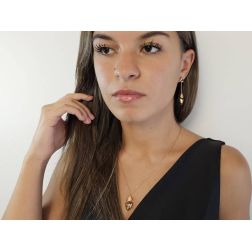 Photo of worn Rose Gold Almond Pendant Earrings