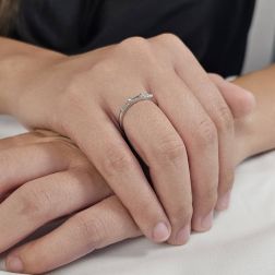 Photo of worn Ring in White Gold with Three Zircons