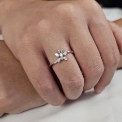 Photo of worn Butterfly Ring with Zircons in White Gold