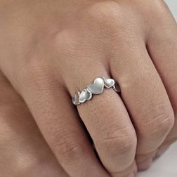 Photo of worn White Gold Hearts Band Ring