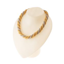 Braided necklace in Yellow and White Gold