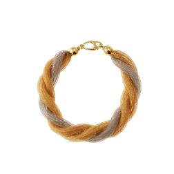 Bracciale intrecciato modello calzamaglia in Oro Giallo e Bianco