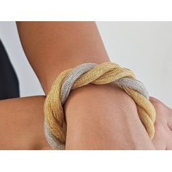Photo of worn Braided bracelet in Yellow and White Gold