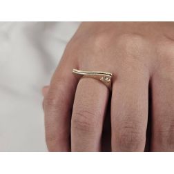 photo of worn Satin Yellow Gold and White Gold Non-Rhodium Squared Ring
