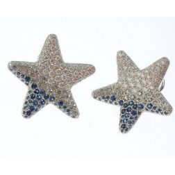 Orecchini Stella Marina Diamanti e Zaffiri Blu 3cm