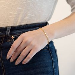 Photo of worn Yellow Gold Three-Dimensional Rhombus Bracelet