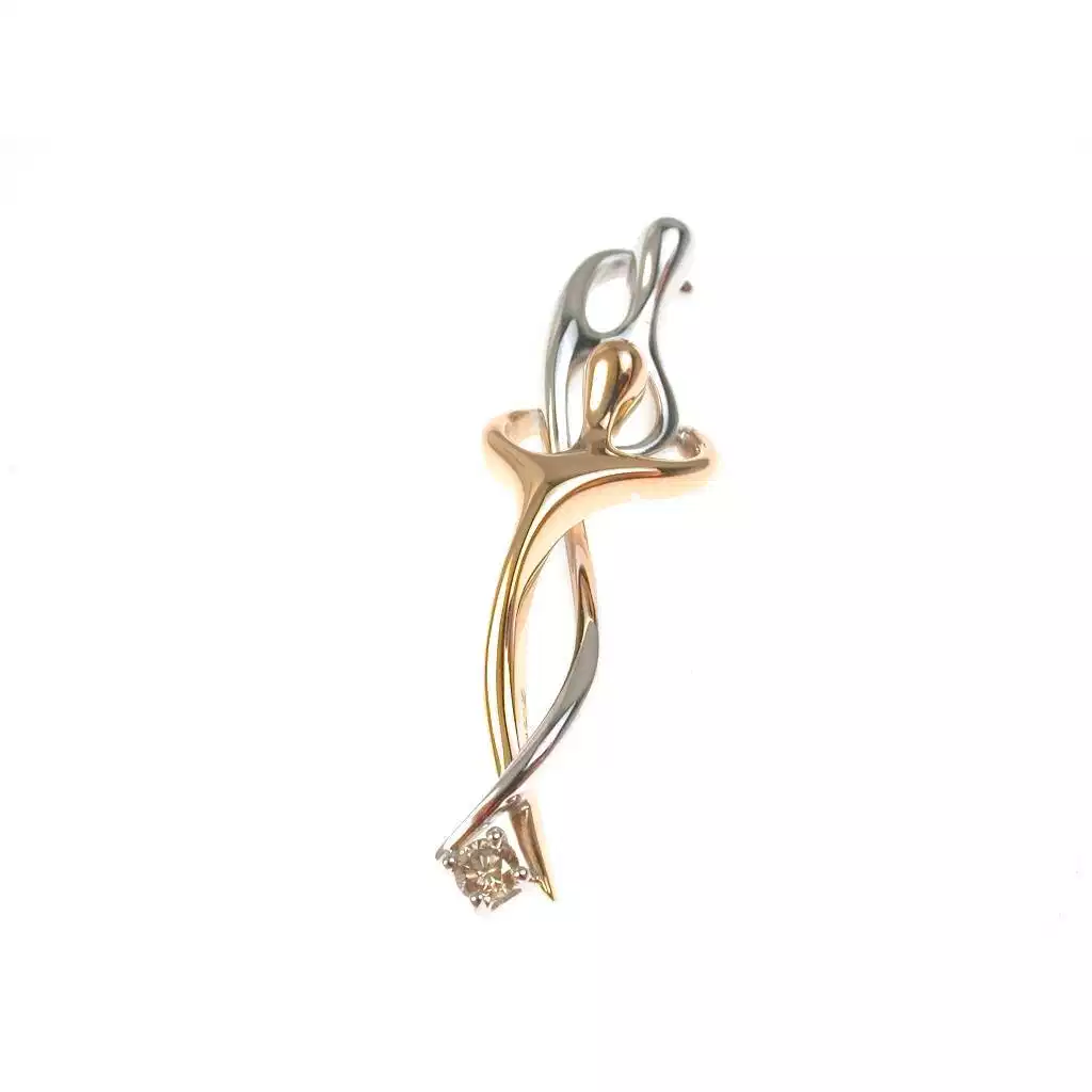 Stylized Hug Pendant with Yellow Diamond