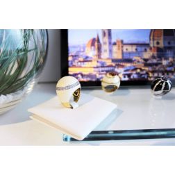 White Dome Ring in Yellow and White Gold and Diamonds