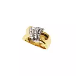 Yellow Gold Bow Ring with Zircons