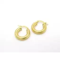 18kt Yellow Gold striped Small Hoops Earrings