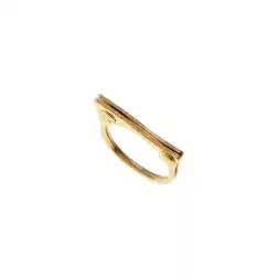 Anello Scultura rettangolare Oro Giallo e Bianco
