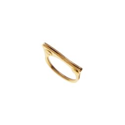 Satin Yellow Gold and White Gold Non-Rhodium Squared Ring