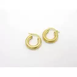 18kt Yellow Gold striped Small Hoops Earrings