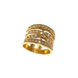 Four Strand Braided Ring with Yellow Gold Zircons
