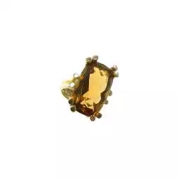 Anello Topazio Citrino Rettangolare Oro Giallo