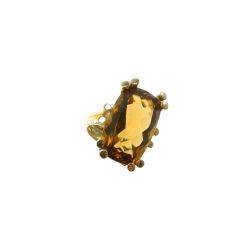 Yellow Gold Rectangular Citrine Topaz Ring