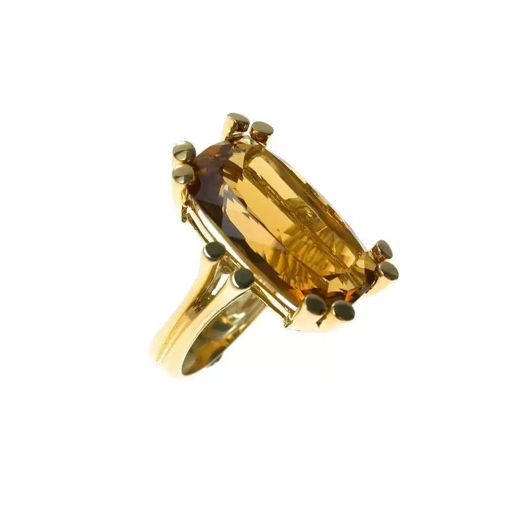 Yellow Gold Rectangular Citrine Topaz Ring