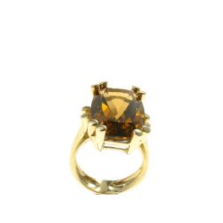 Yellow Gold Rectangular Citrine Topaz Ring