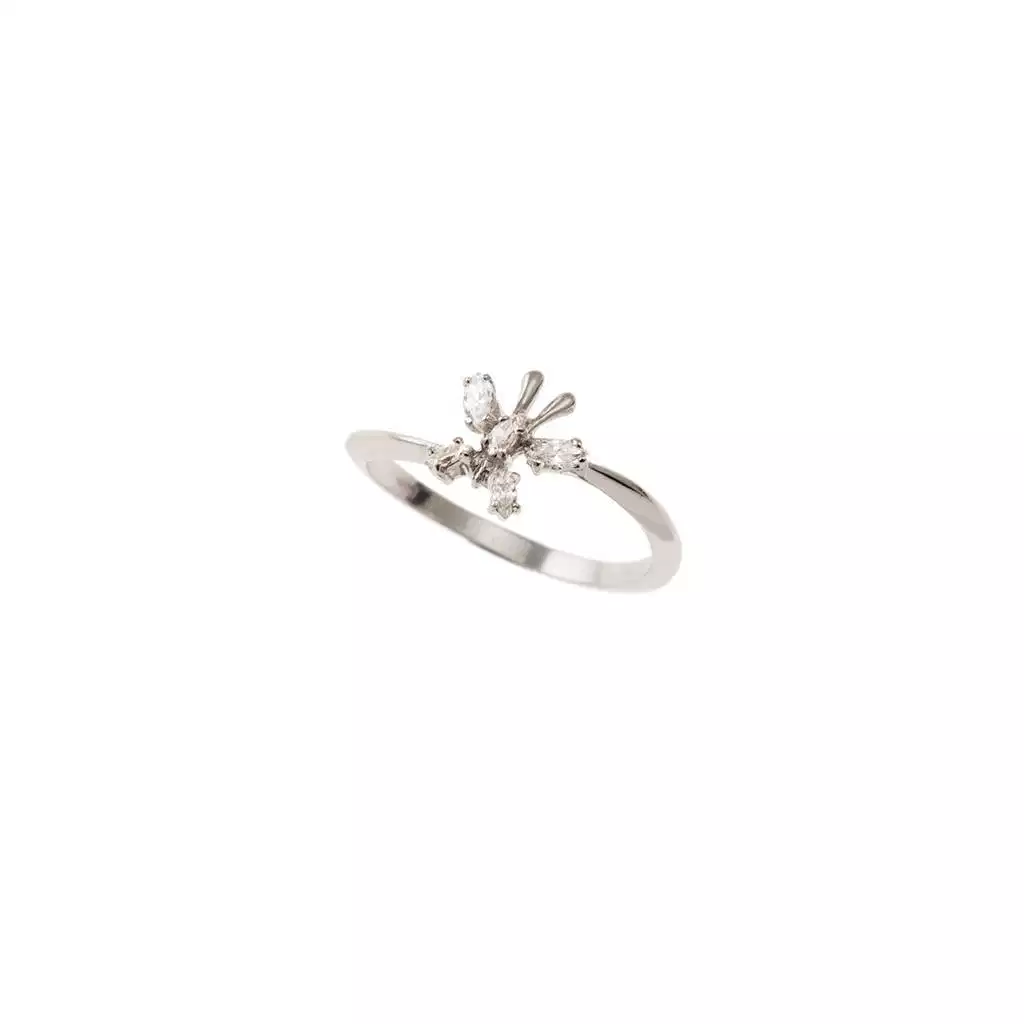 Anello Farfalla con Zirconi in Oro Bianco