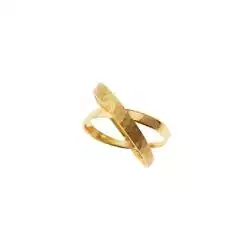 Anello a X in Oro Giallo martellato e lucido