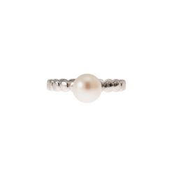Anello con Perla e ciottolini in Oro Bianco