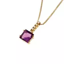 Collana con ciondolo Ametista quadrata 7x7mm e Barretta Diamanti