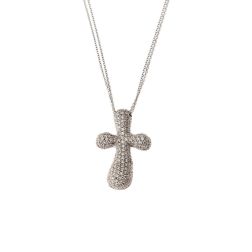 Necklace with diamonds rounded cross
