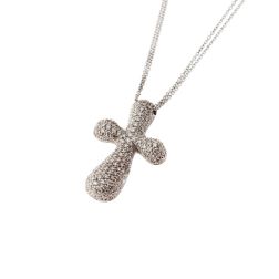 Necklace with diamonds rounded cross