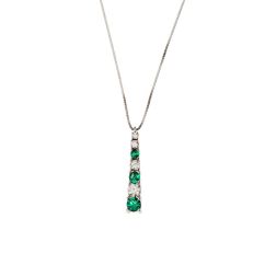 Necklace with Scalar Tennis Pendant Diamonds and Emerald