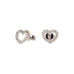 Orecchini cuore forato oro bianco e zirconi