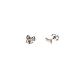 Bow shaped earrings 18kt white gold and zircons