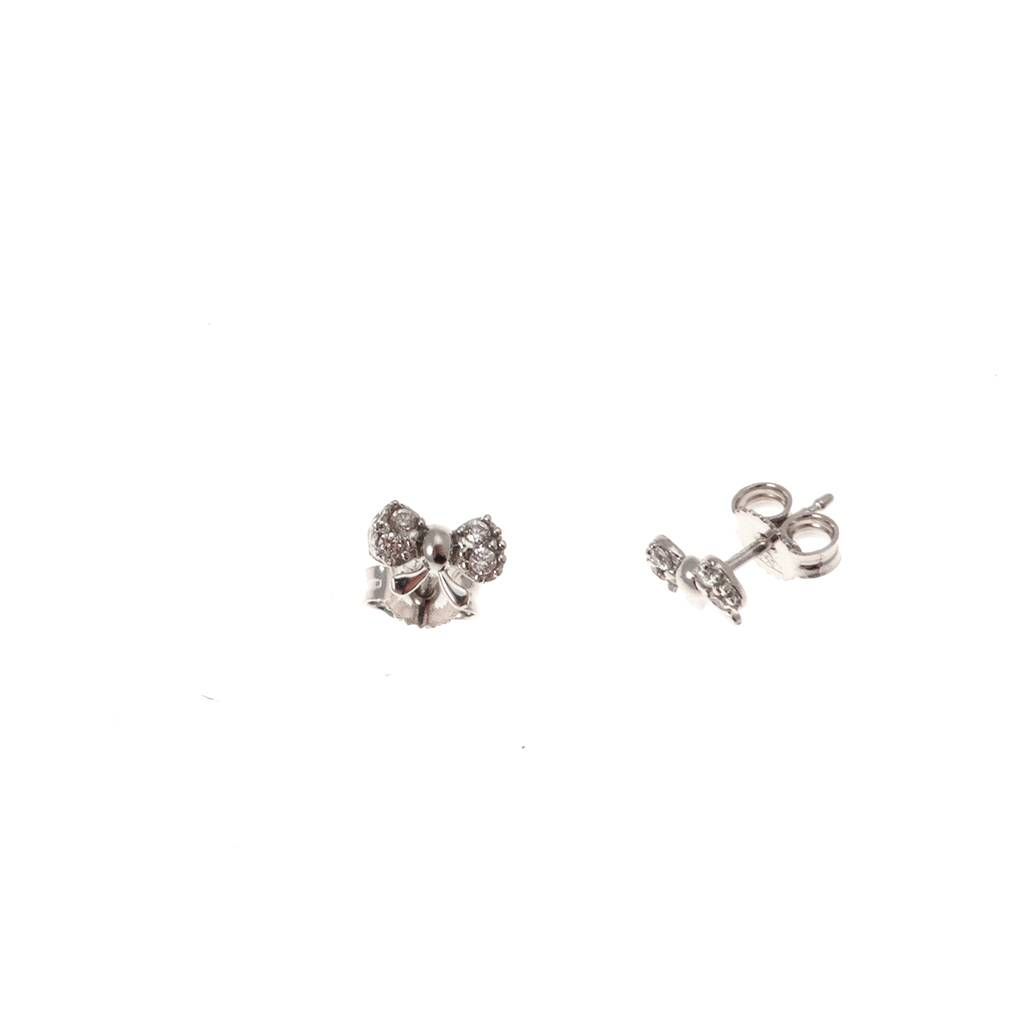 Bow shaped earrings 18kt white gold and zircons