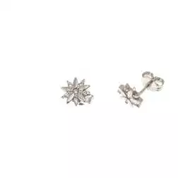 Orecchini Fiore con petali a punta in Oro Bianco 18kt e Zirconi