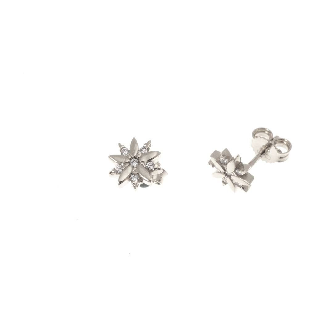 Flower Earrings in white gold and zircons