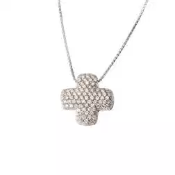 Collana con Croce Quadrata pavè di Diamanti