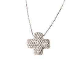 Necklace with diamonds square cross