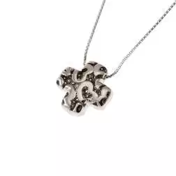 Collana con Croce Quadrata pavè di Diamanti