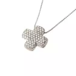 Collana con Croce Quadrata pavè di Diamanti